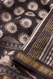 Grey Jahota Printed Silk Cotton Saree 10072947