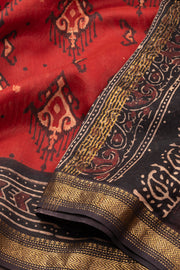 Red Jahota Printed Silk Cotton Saree 10072950