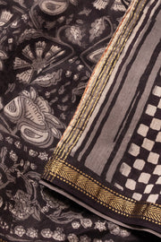 Grey Jahota Printed Silk Cotton Saree 10072955