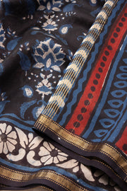 Blue Jahota Printed Silk Cotton Saree 10072958