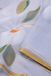 Grey Hand Painted Chiffon Saree 10073505