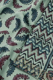 Green Ethnic Printed Stone Work Modal Silk Saree 10073733