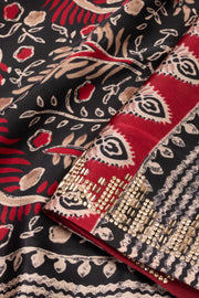 Black Ethnic Printed Stone Work Modal Silk Saree 10073734