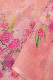 Peach Floral Printed Linen Saree  10074018