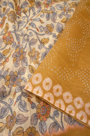 Yellow Ikat Print Linen Saree 10074034