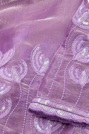 Plum Violet Sequin Embroidery Satin Georgette Saree 10074040
