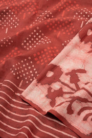 Brown Dabu Printed Mulmul Cotton Saree 10074072