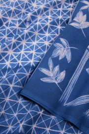Blue Shibori Dyed Mulmul Cotton Saree 10074086
