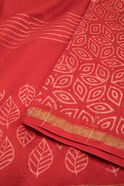 Red Bagru Print Silk Cotton Saree 10074098