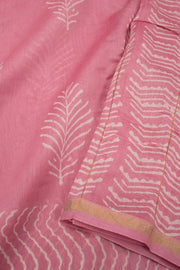 Light Pink Bagru Print Silk Cotton Saree 10074099