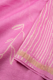 Light Pink Bagru Print Silk Cotton Saree 10074100