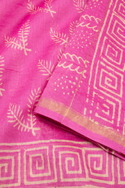 Pink Bagru Print Silk Cotton Saree 10074101