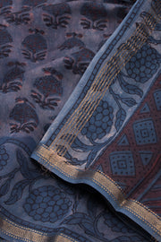 Blue Jahota printed Silk Cotton Saree 10074126