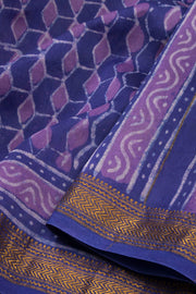 Purple Akola Dabu Printed Silk Cotton Saree 10074133