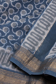 Blue Akola Dabu Printed Silk Cotton Saree 10074134