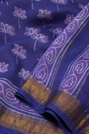 Purple Akola Dabu Printed Silk Cotton Saree 10074136