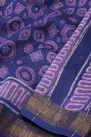 Purple Akola Dabu Printed Silk Cotton Saree 10074139
