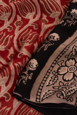 Red Vanaspathi Printed Modal Vegan Silk Saree 10074143