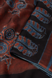 Maroon Jahota Print Modal Vegan Silk Saree 10074146