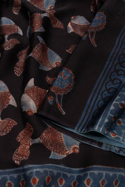 Black Jahota Print Modal Vegan Silk Saree 10074147