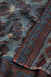 Blue Jahota Print Modal Vegan Silk Saree 10074149