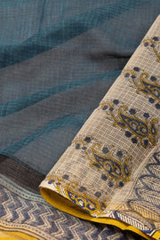 Blue Hand Block Print Kota Cotton Saree 10074153