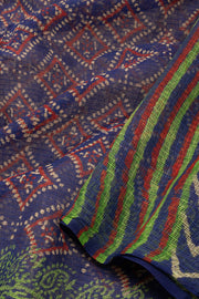 Blue Hand Block Print Kota Cotton Saree 10074160