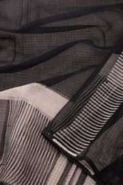 Black Hand Block Print Kota Cotton Saree 10074161