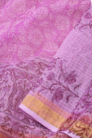 Pink Hand Block Print Kota Cotton Saree 10074165