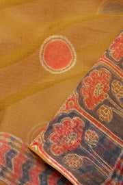 Mustard Yellow Hand Block Print Kota Cotton Saree 10074170