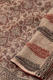 Sand Brown Hand Block Print Kota Cotton Saree 10074175