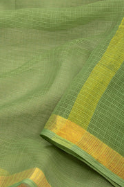 Moss Green Solid Style Kota Cotton Saree with Contrast Blouse 10074187