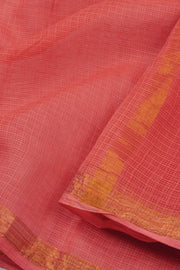 Peach Orange Solid Style Kota Cotton Saree with Contrast Blouse 10074188