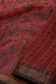 Fire Brick Red Vanaspathi Print Kota Cotton Saree 10074194