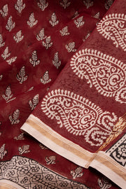 Maroon Bagh Printed Silk Cotton Saree 10074206