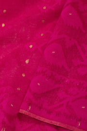 Pink Handloom Jamdani Style Cotton Saree with Blouse 10074212
