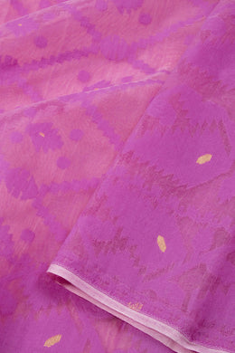 Violet Handloom Jamdani Style Cotton Saree with Blouse 10074213