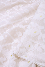 White Handloom Jamdani Style Cotton Saree with Blouse 10074215