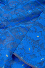 Blue Handloom Jamdani Style Cotton Saree 10074216