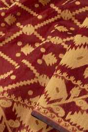 Maroon Handloom Jamdani Style Cotton Saree 10074217
