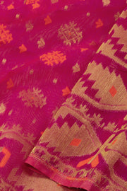 Magenta Handloom Jamdani Style Cotton Saree 10074219