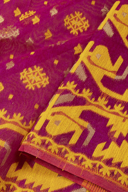 Purple Handloom Jamdani Style Cotton Saree 10074220
