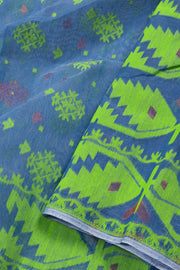 Blue Handloom Jamdani Style Cotton Saree 10074221