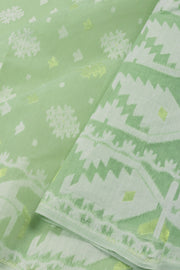 Green Handloom Jamdani Style Cotton Saree 10074222