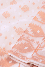 White Handloom Jamdani Style Cotton Saree 10074224