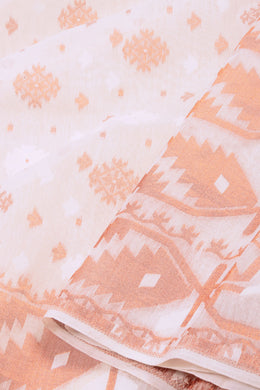 White Handloom Jamdani Style Cotton Saree 10074224