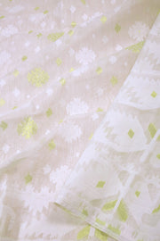 White Handloom Jamdani Style Cotton Saree 10074225