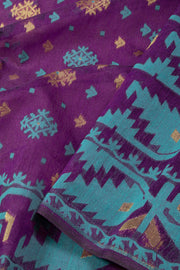 Purple Handloom Jamdani Style Cotton Saree 10074230