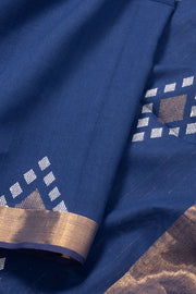 Blue Handloom Jamdani Cotton Saree 10074363