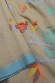 Beige Handloom Jamdani Cotton Saree 10074366
